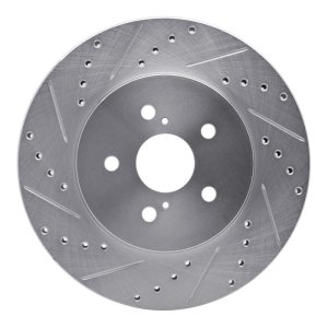 Lexus RX350 Brake Rotor (1) - Front Left - R1 Concepts - Drilled & Slotted - Silver - `04-`09